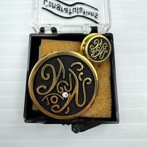 Vintage Weight Watchers Rhinestone Button & Pin Set Congratulations 10 Pounds